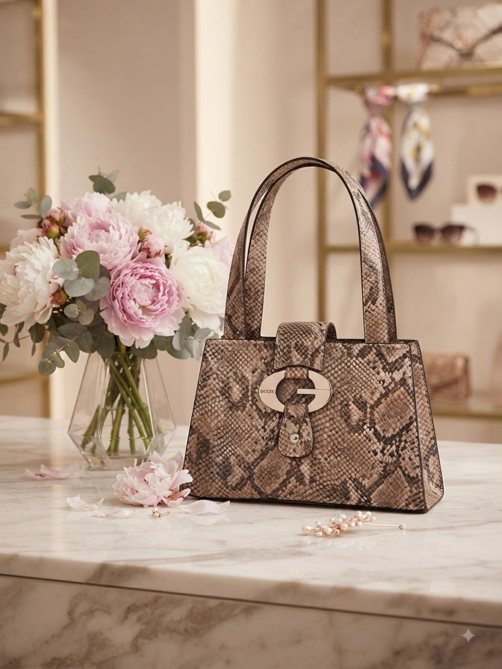 Y2K Guess faux snakeskin shoulder bag